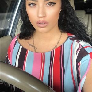 ZARA Striped Tie Top with Open Sleeves